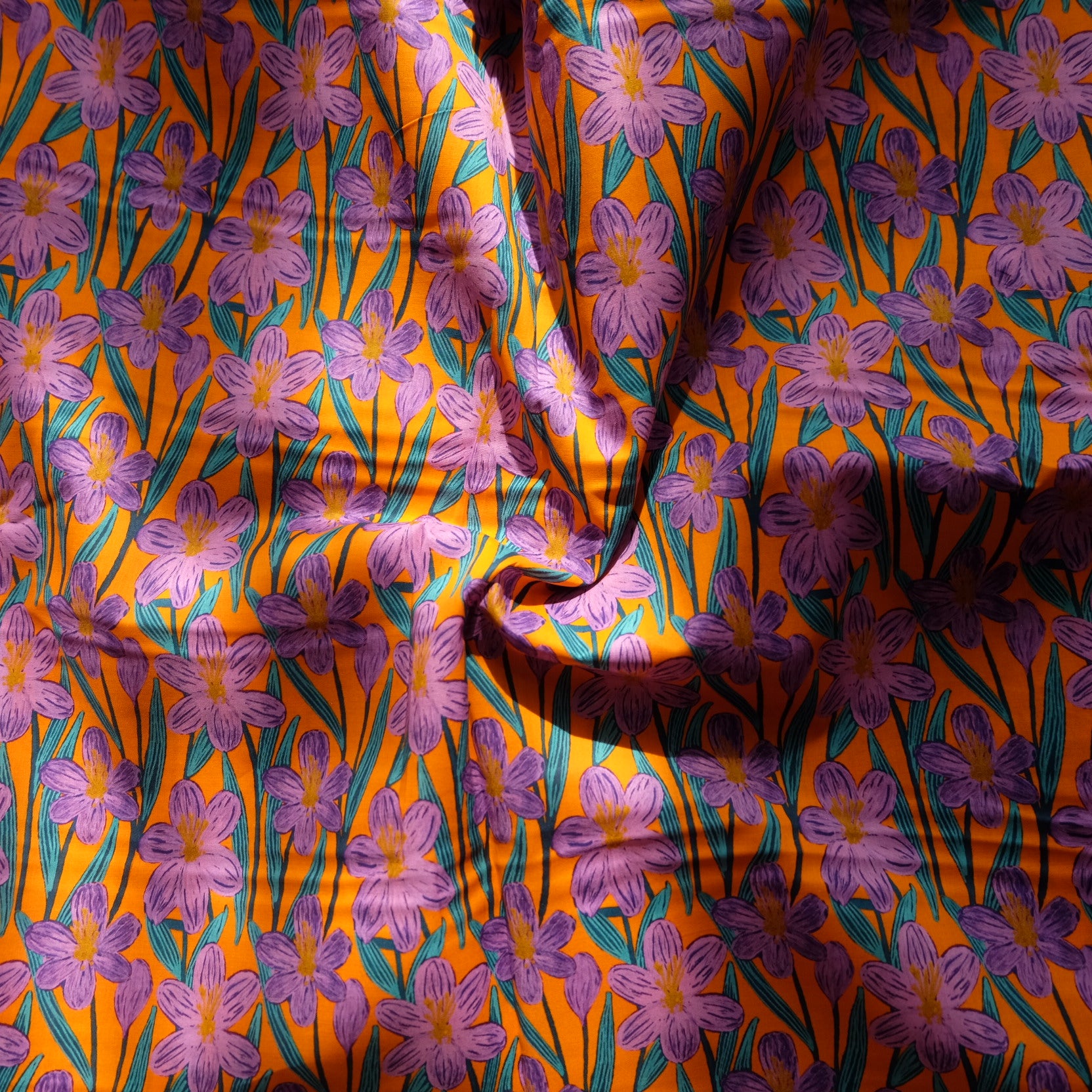 Vibrant Floral Cotton Lawn Fabric – Lightweight Shirting & Dress Fabric (1.64 yd)