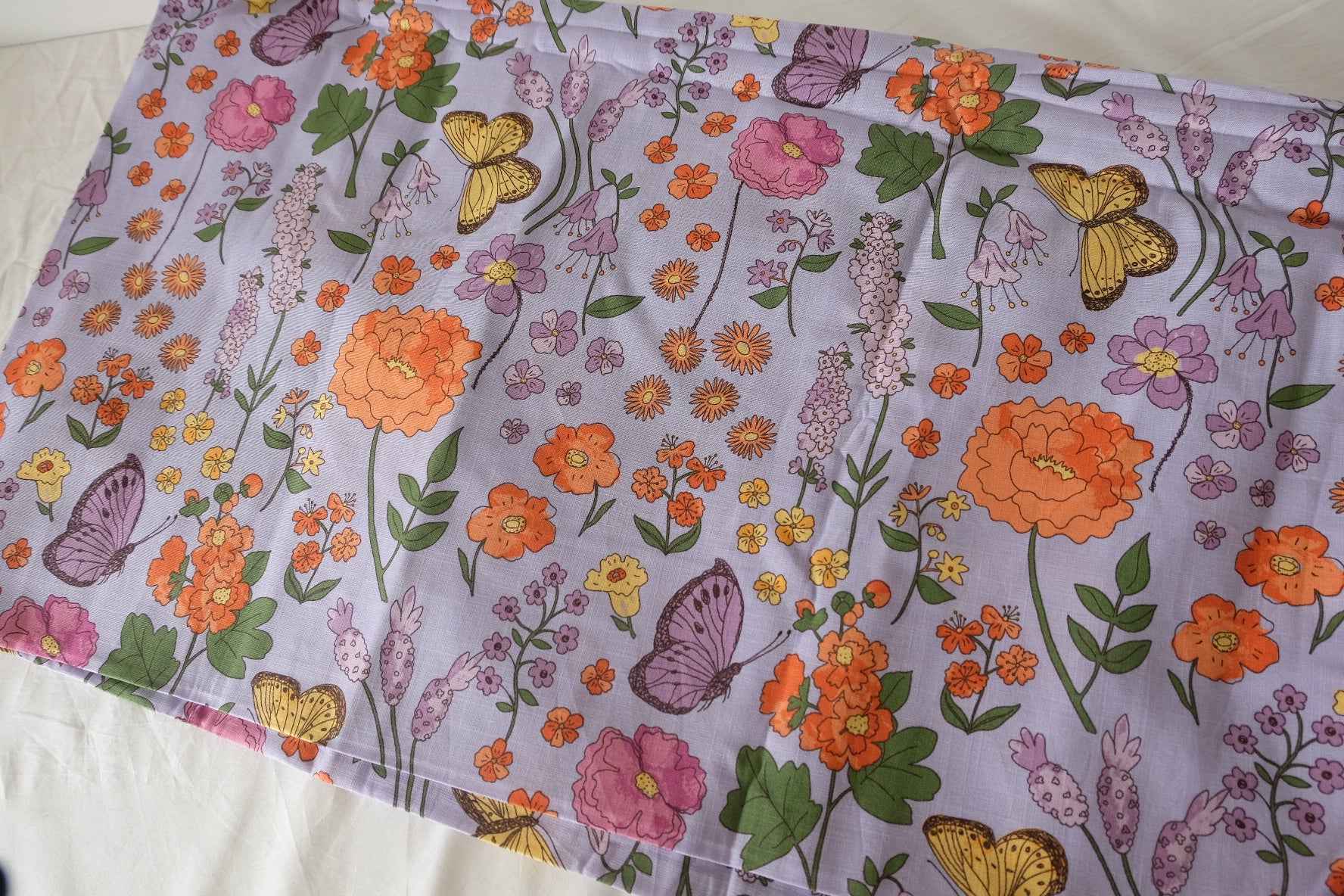 Lavender Garden Butterfly Cotton Linen Fabric – 2.2 Yards