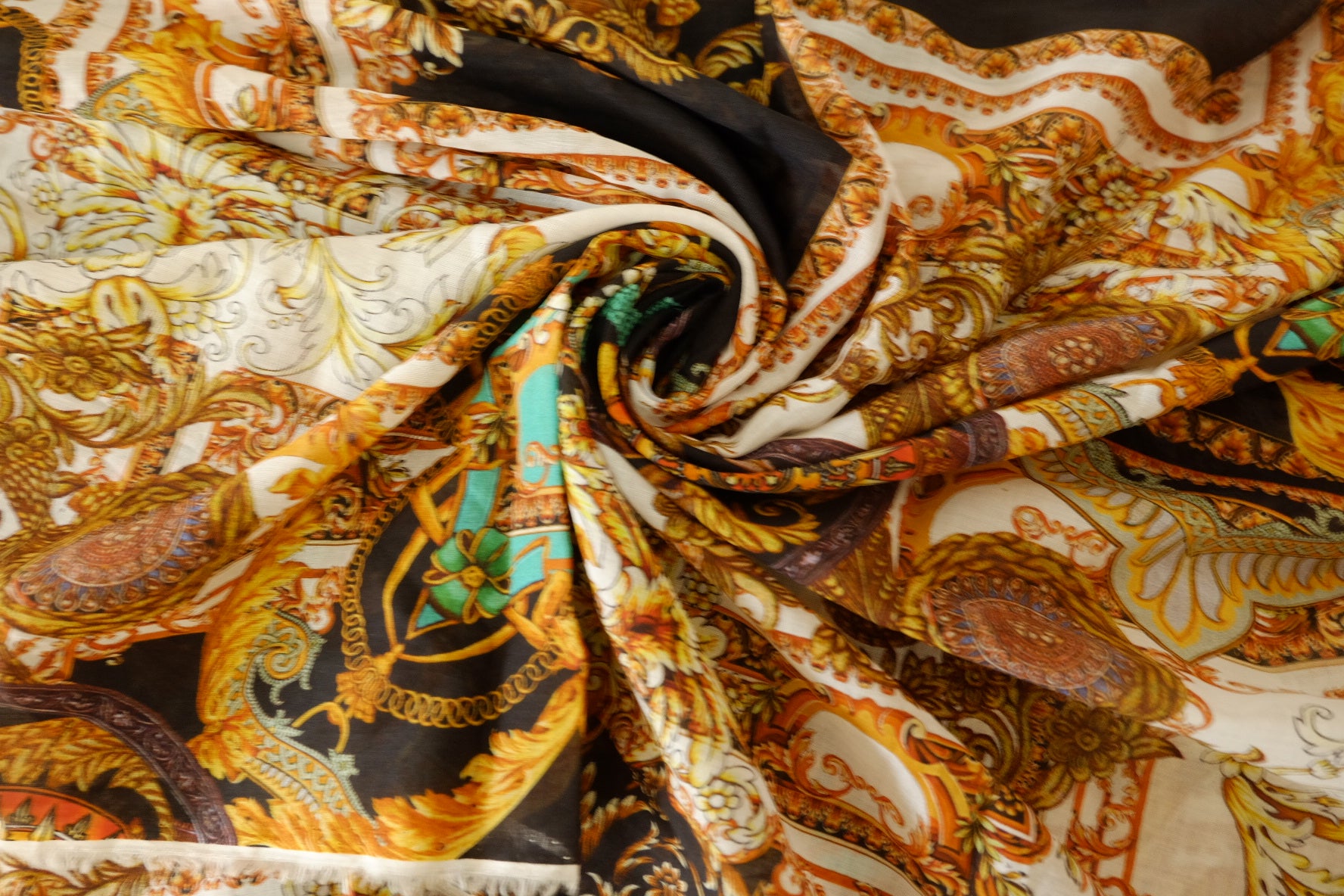 Baroque Scarf Print Lightweight Tencel Fabric – 1.6 yd