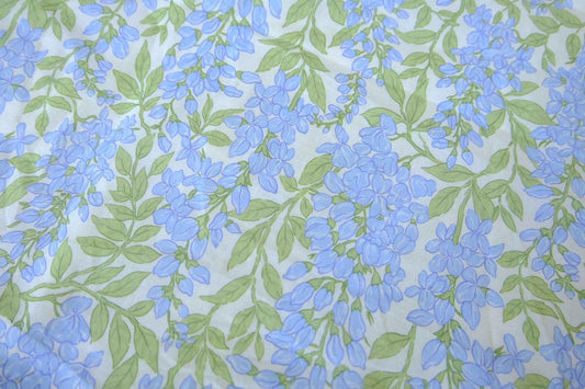 Blue Wisteria Floral Lightweight Cotton Fabric - 2.08 yd
