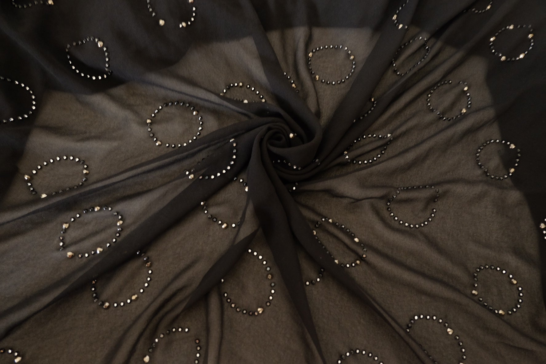 Black Rhinestone Mesh Fabric – 2.2 yd