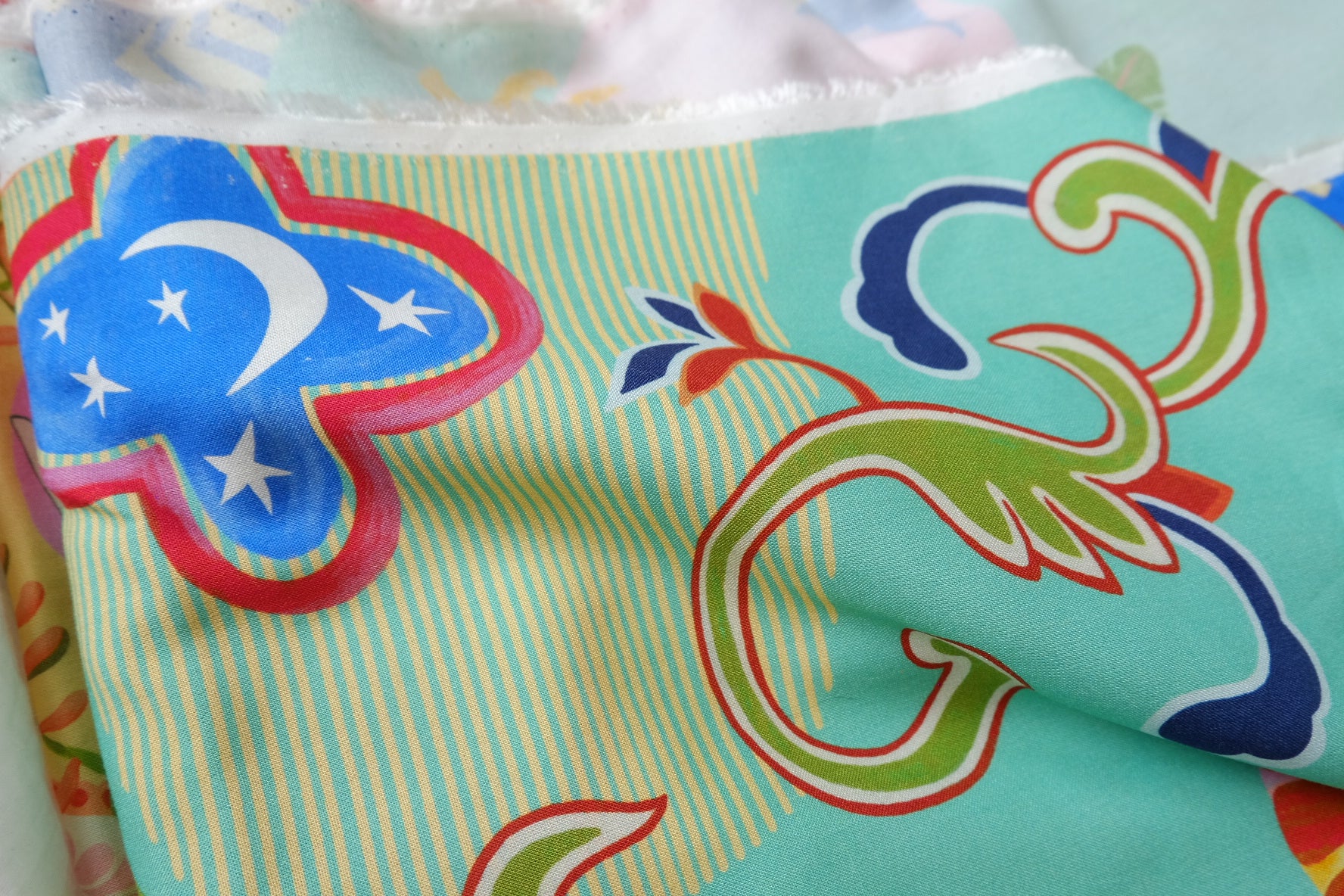 Seahorse Resort Scarf Print Rayon Challis — 3.28 yd