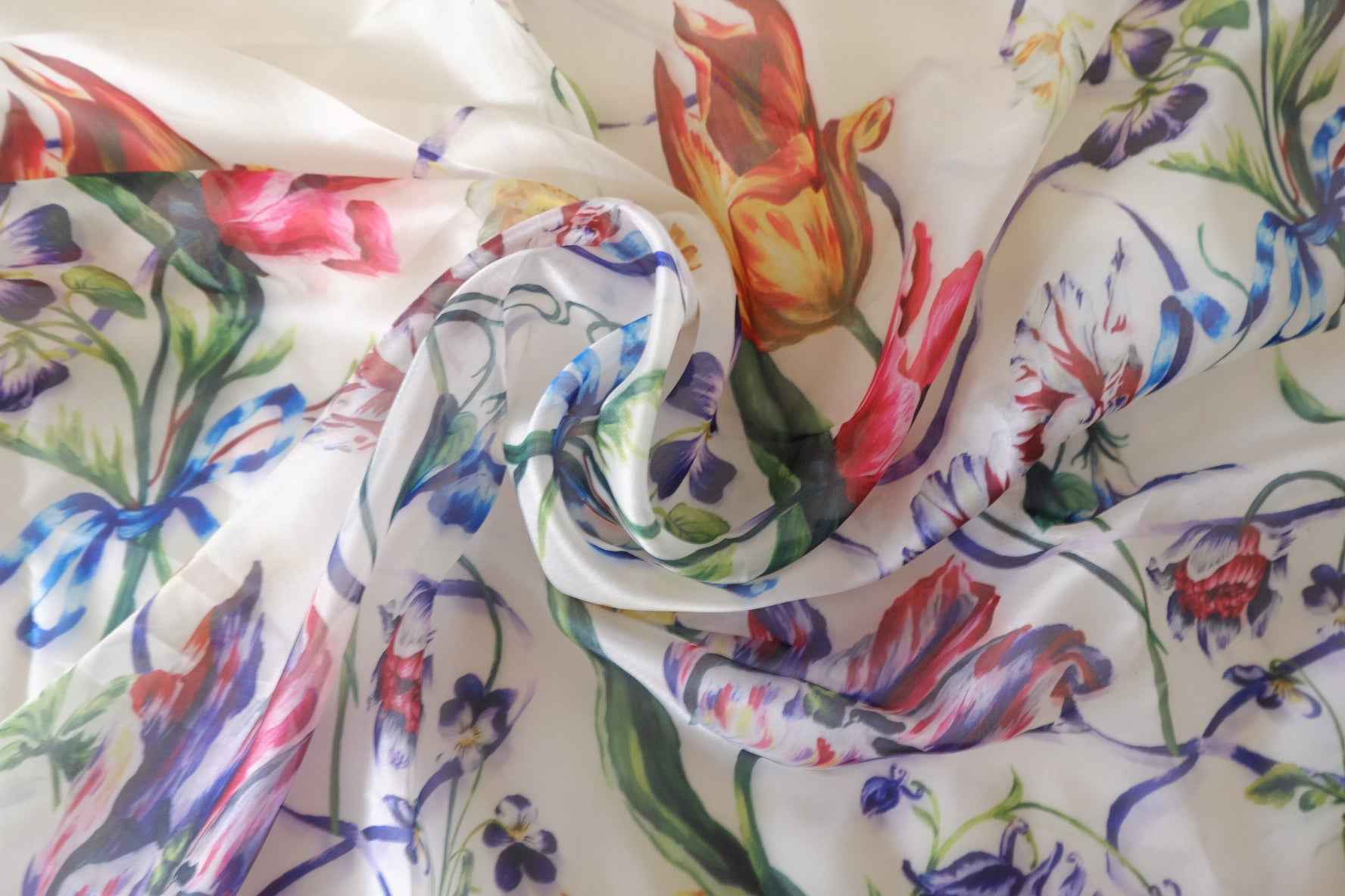 Border Floral Sheer Chiffon Organza Fabric – 3.2 yd