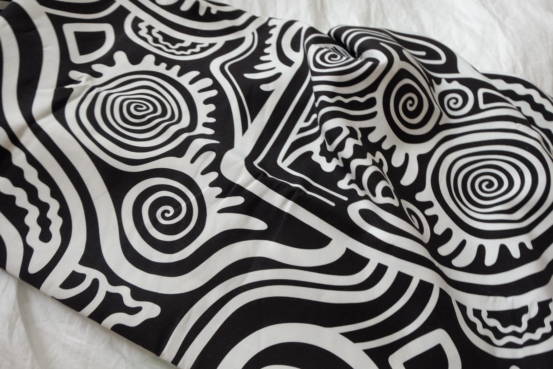 Black Abstract Linen-Cotton Designer Deadstock Fabric — 3.28 yd
