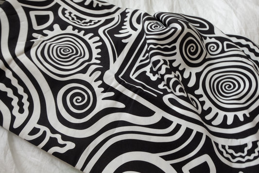 Black Abstract Linen-Cotton Designer Deadstock Fabric — 3.28 yd