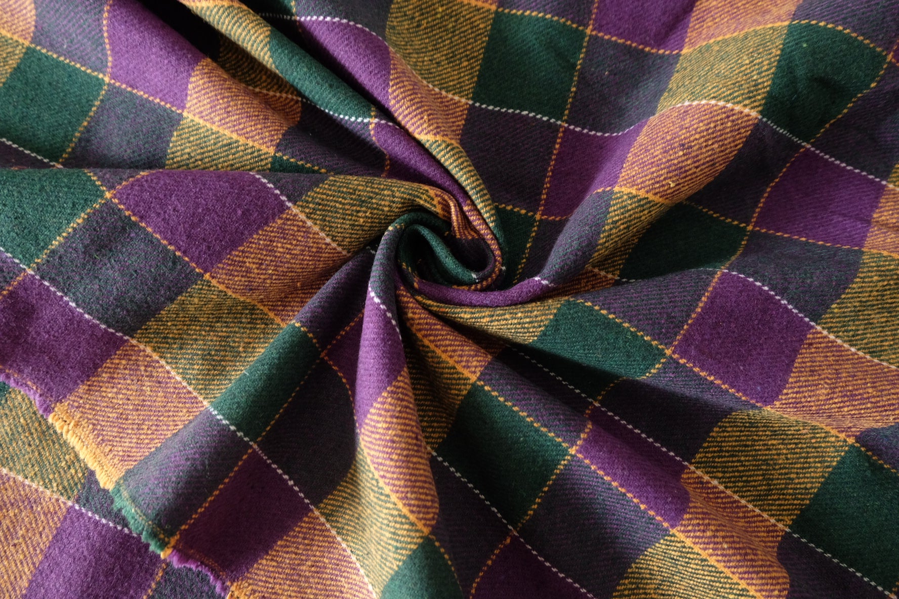 Purple & Green Argyle Wool-Look Coating Fabric – 2.19 yd