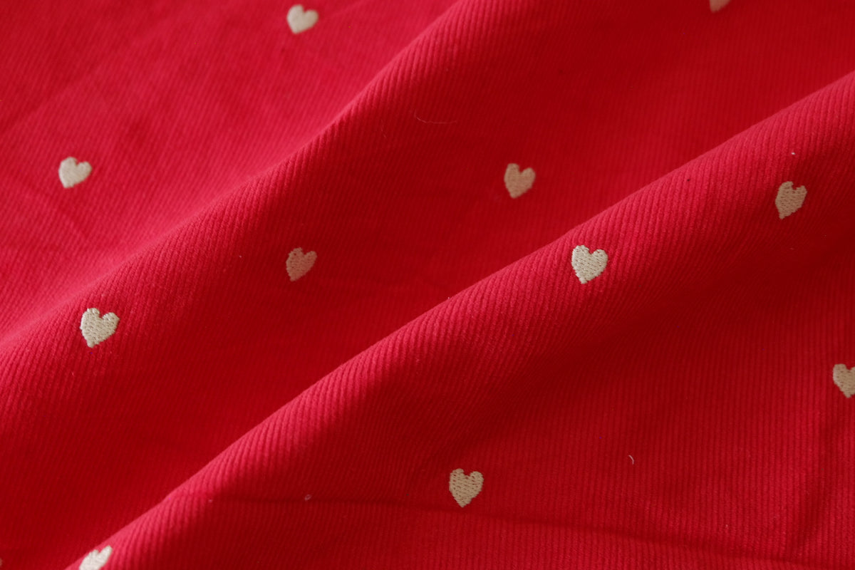 Red Heart Embroidered Cotton Corduroy – 2.2 yd