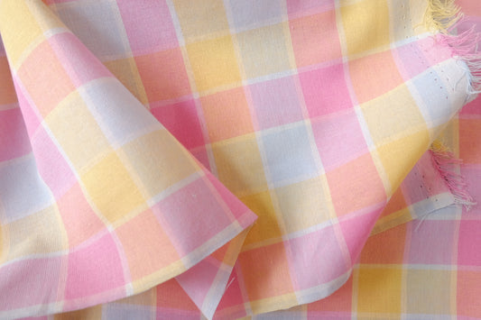Pastel Plaid Yarn-Dyed Linen Cotton, 2.19 Yards