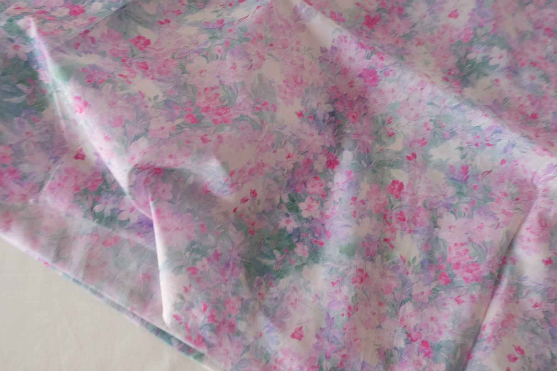 Soft Pink Watercolor Floral Cotton Lawn Fabric – 3.3 yd