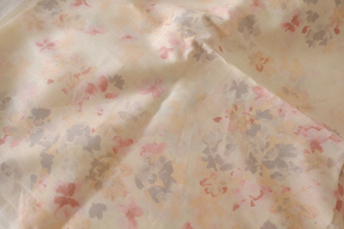 Faded Watercolor Floral Linen Cotton – 2.2 yd