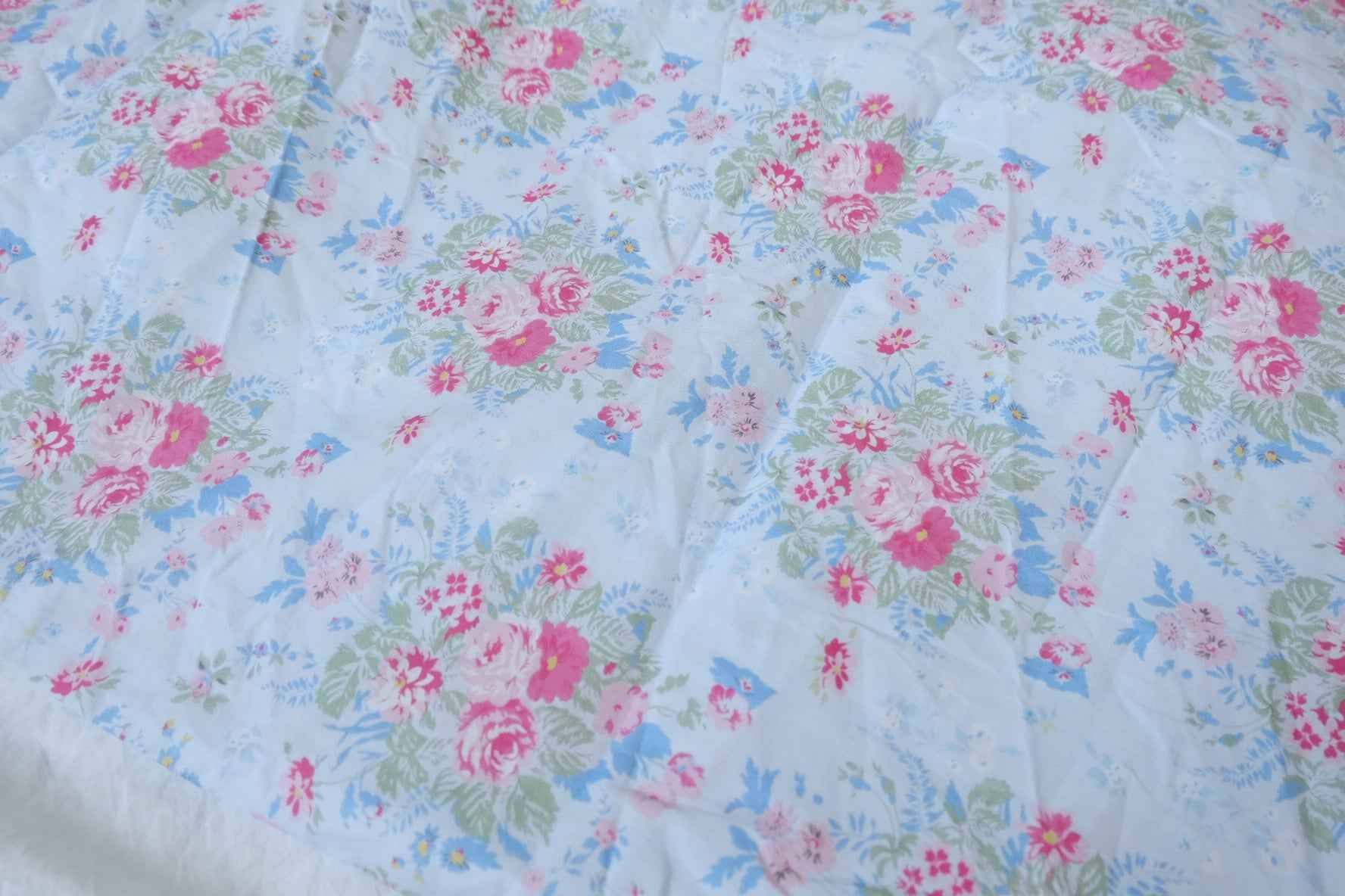Pink Rose Garden Cotton Poplin Fabric - 3.28 yd