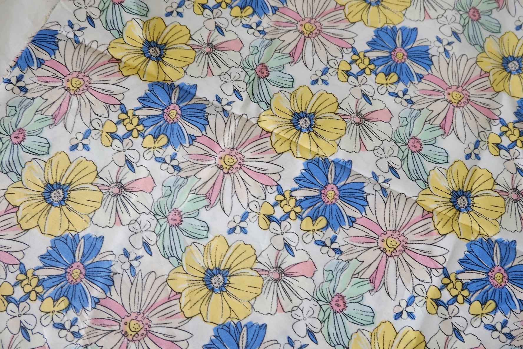 Colorful Garden Floral Cotton Lawn Fabric – 3.3 yd