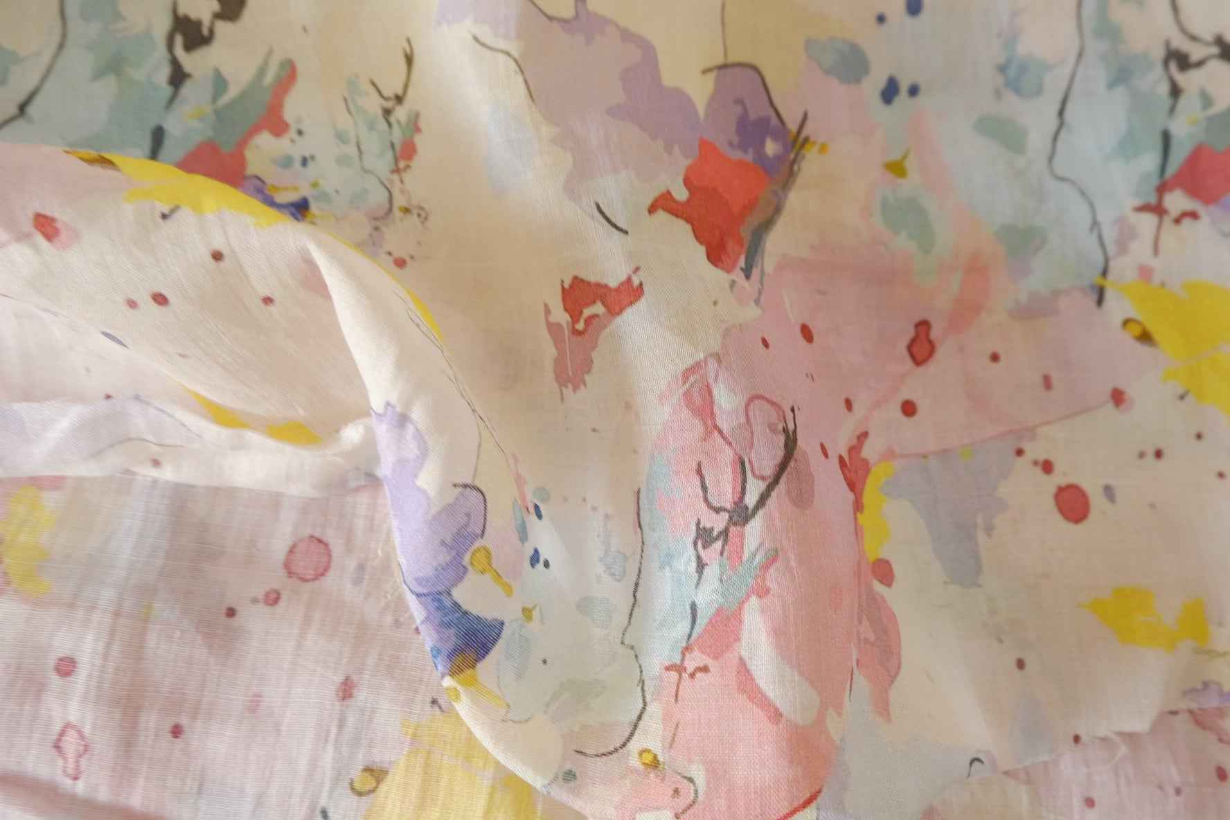 Watercolor Abstract Pure Ramie Fabric – 3.3 yd