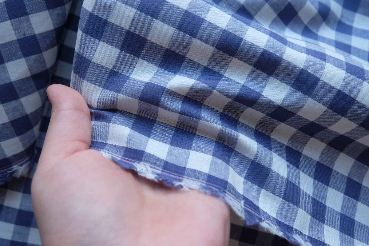 Blueberry Gingham Yarn-Dyed Cotton Fabric – 3.28 yd