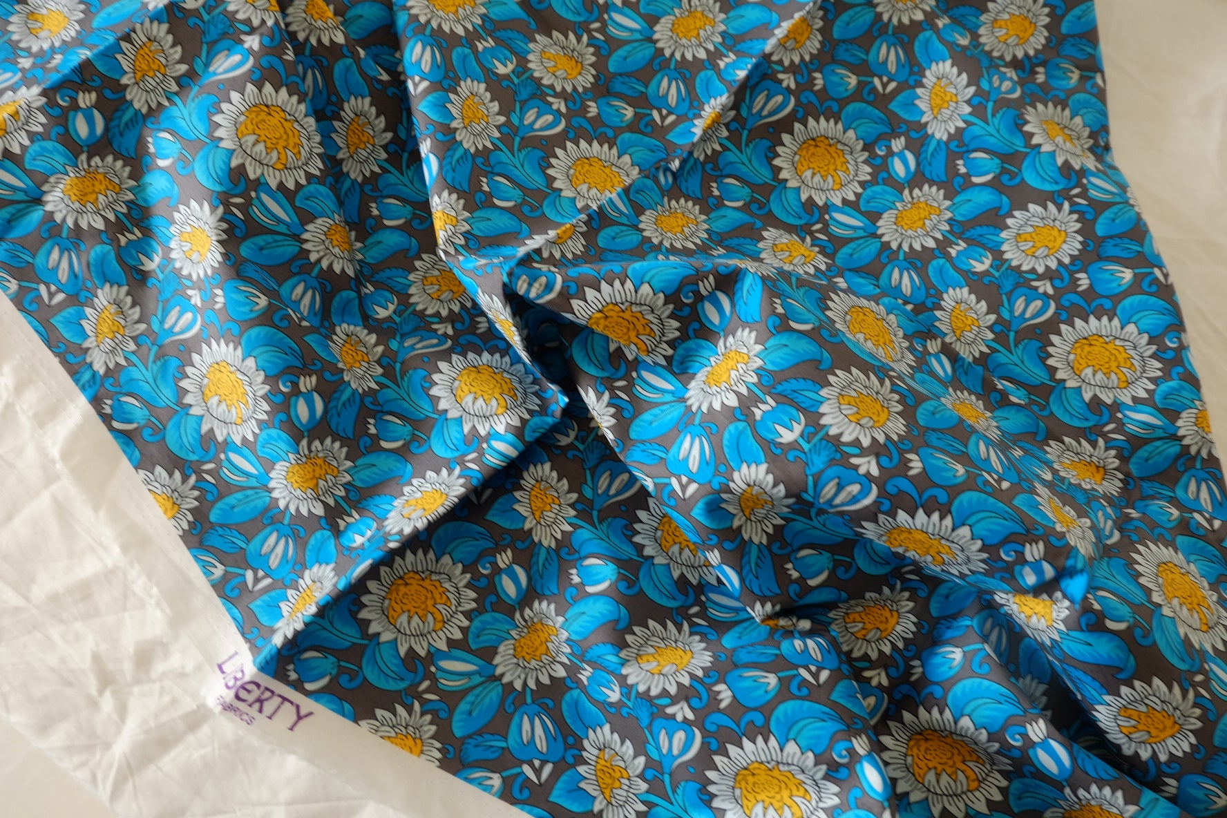 Blue Sunflower Silky Cotton Lawn – 3.72 yd
