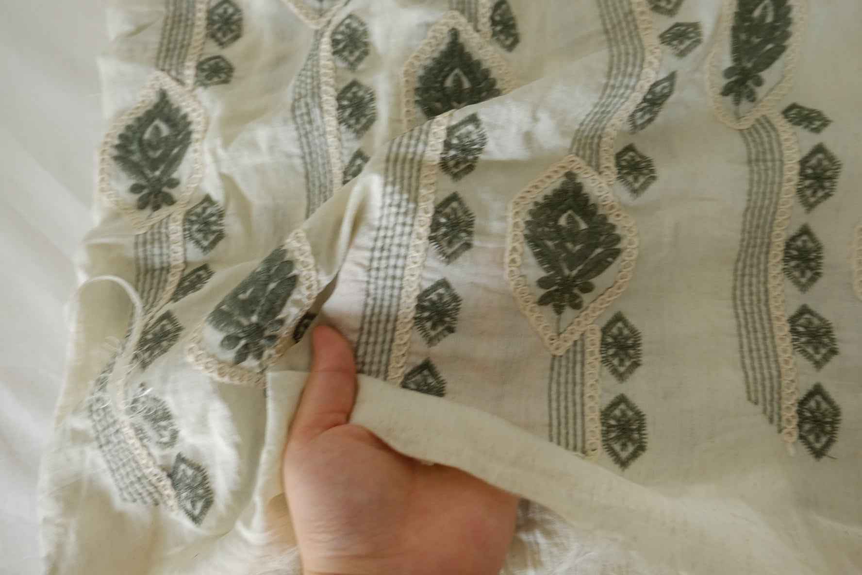 Embroidered Tencel Ramie Blend Fabric – 3 yd