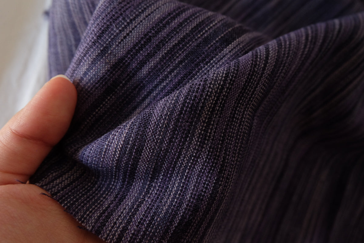 Midnight Plum Striped Linen Cotton – 2.19 yd