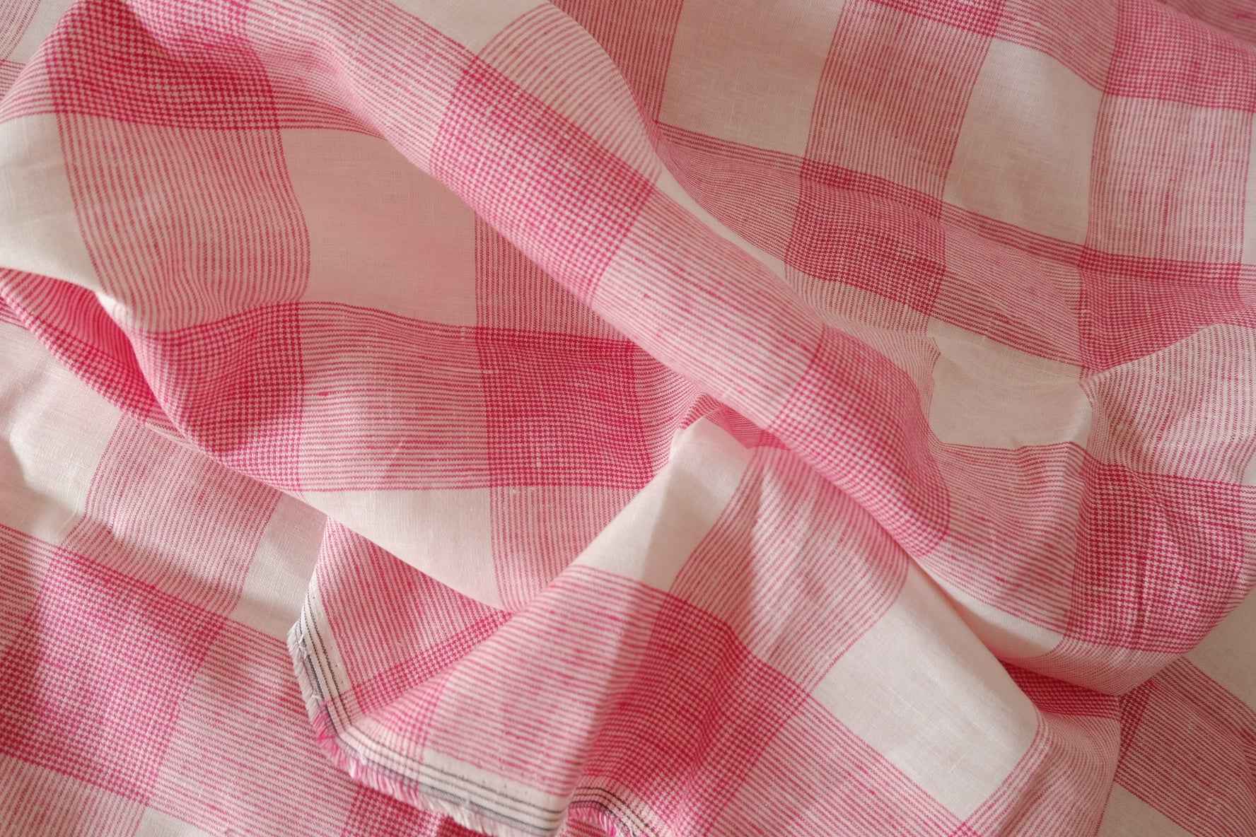 Pink Windowpane Yarn-Dyed Linen Fabric – 2.2 yd