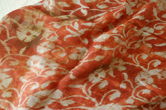 Terracotta Floral 100s Pure Ramie Dress Fabric – 2.7 yd