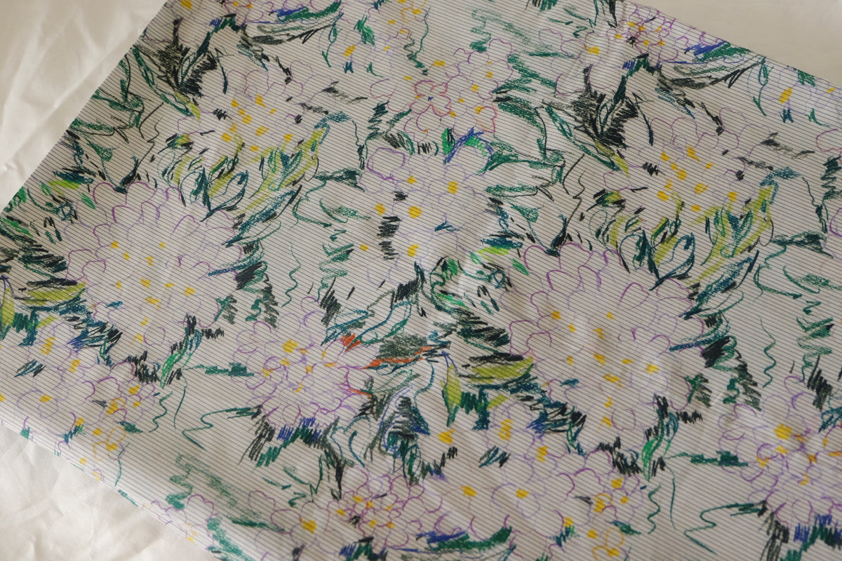 Designer Deadstock Sketch Floral Cotton Lawn – 2.2 yd