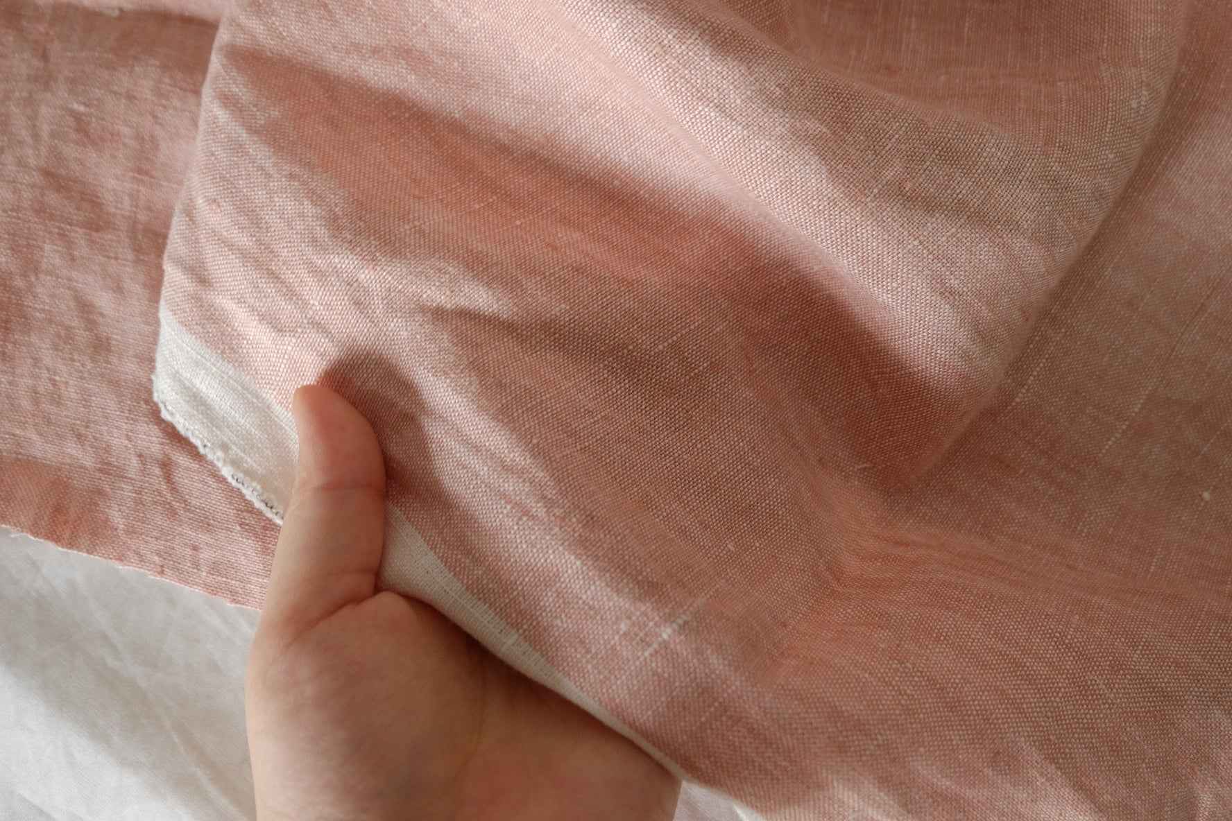 Dusty Rose Yarn-Dyed Pure Linen Fabric – 1.5 yd
