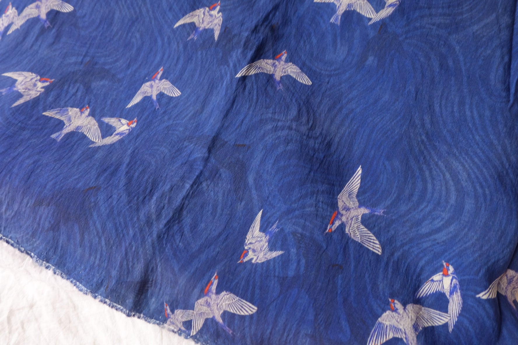 Blue Flying Bird Cotton-Nylon Shirting Fabric — 2.19 yd