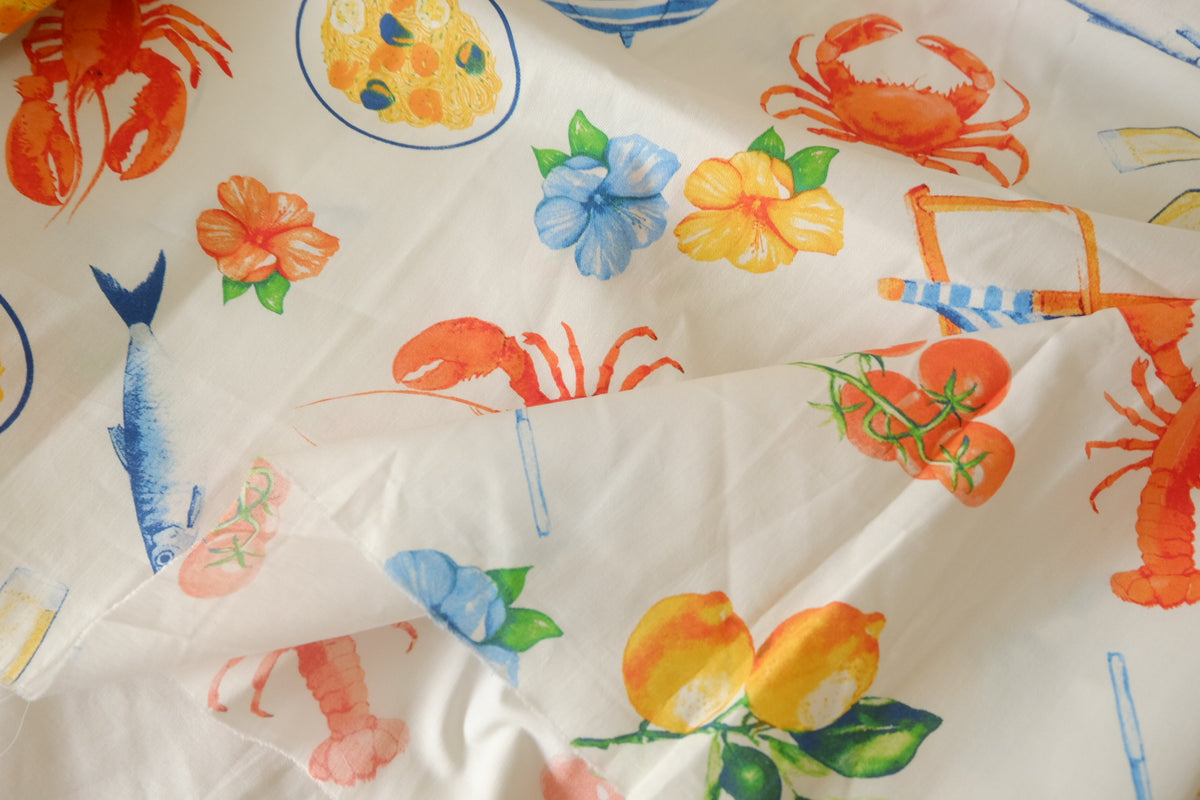 Seaside Picnic Cotton Poplin – 1.9 yd