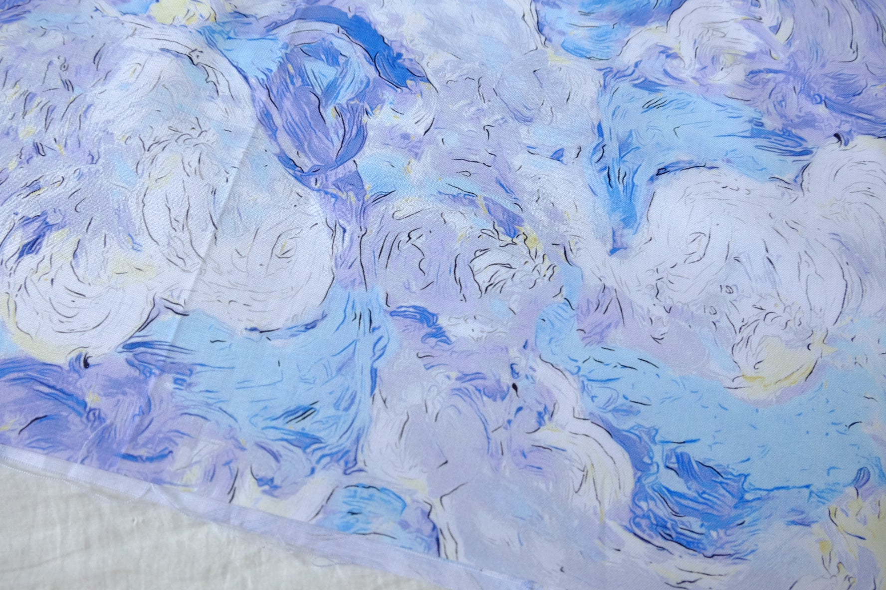 Blue Lavender Painterly Cotton Fabric — 2.19 yd