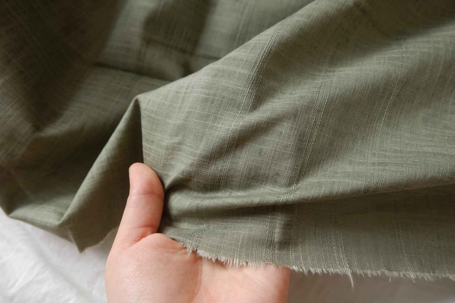 Sage Slub Cotton Linen Fabric - 2.19 yd