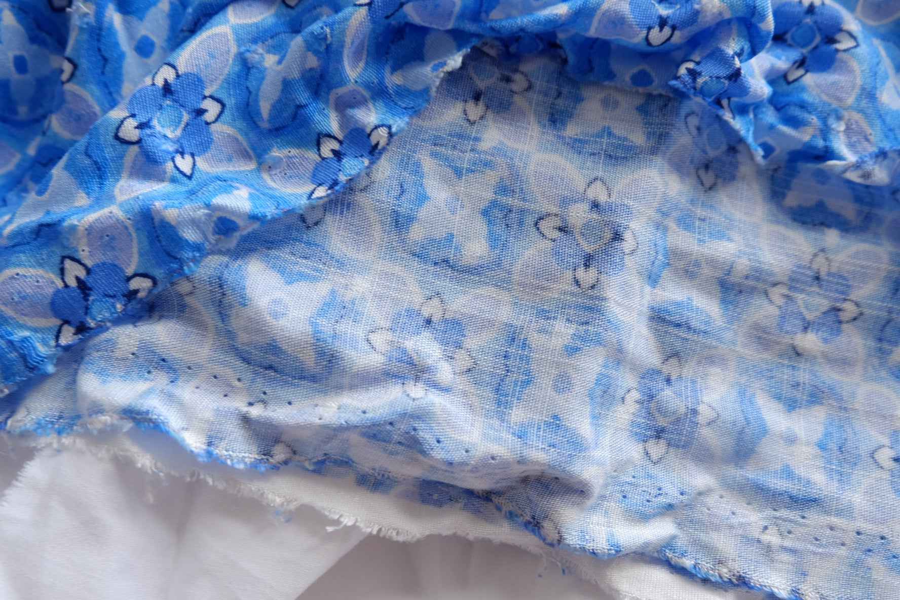Blue Floral Lyocell-Linen Blend Fabric - 3.28 yd