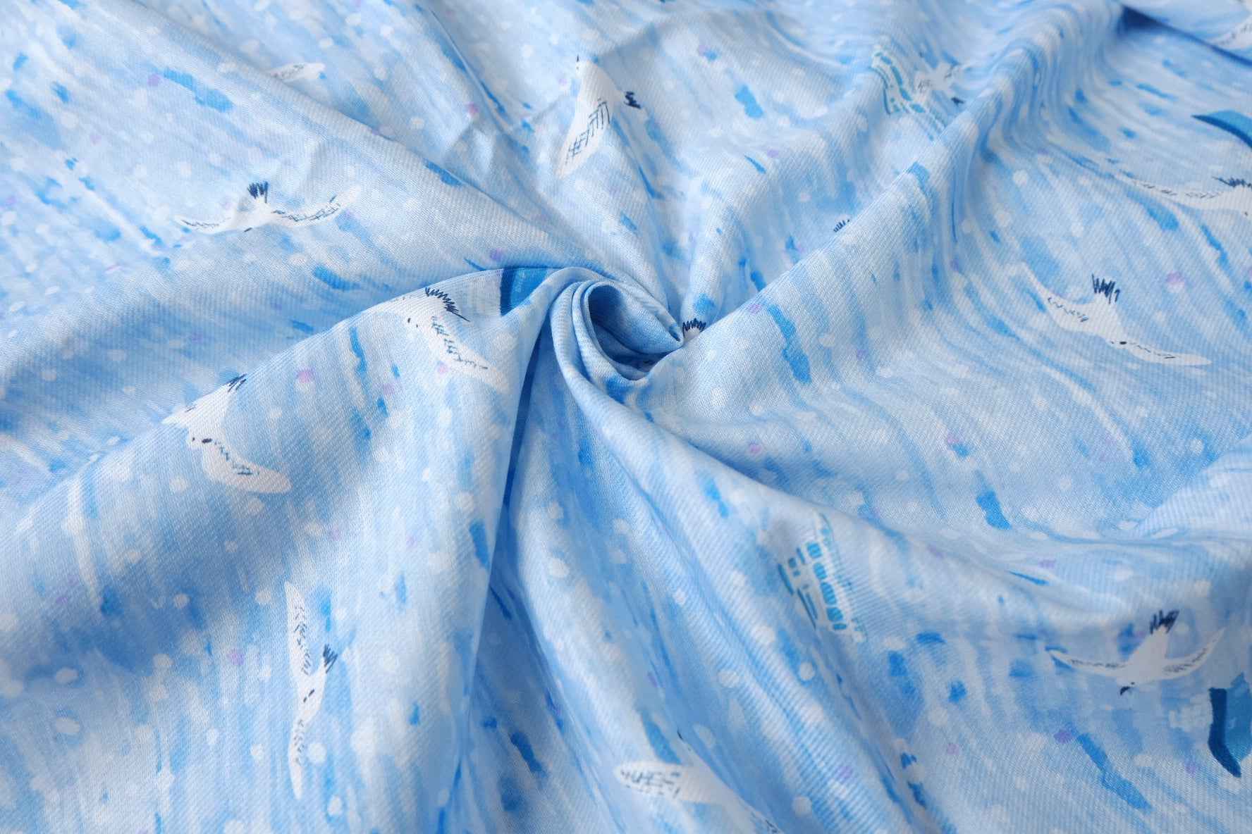 Light Blue Bird Print Soft Cotton Twill — 2.19 yd Piece