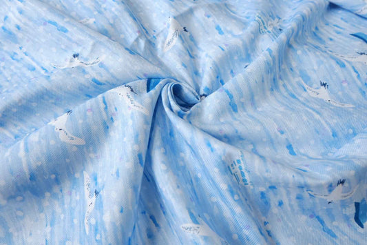 Light Blue Bird Print Soft Cotton Twill — 2.19 yd Piece