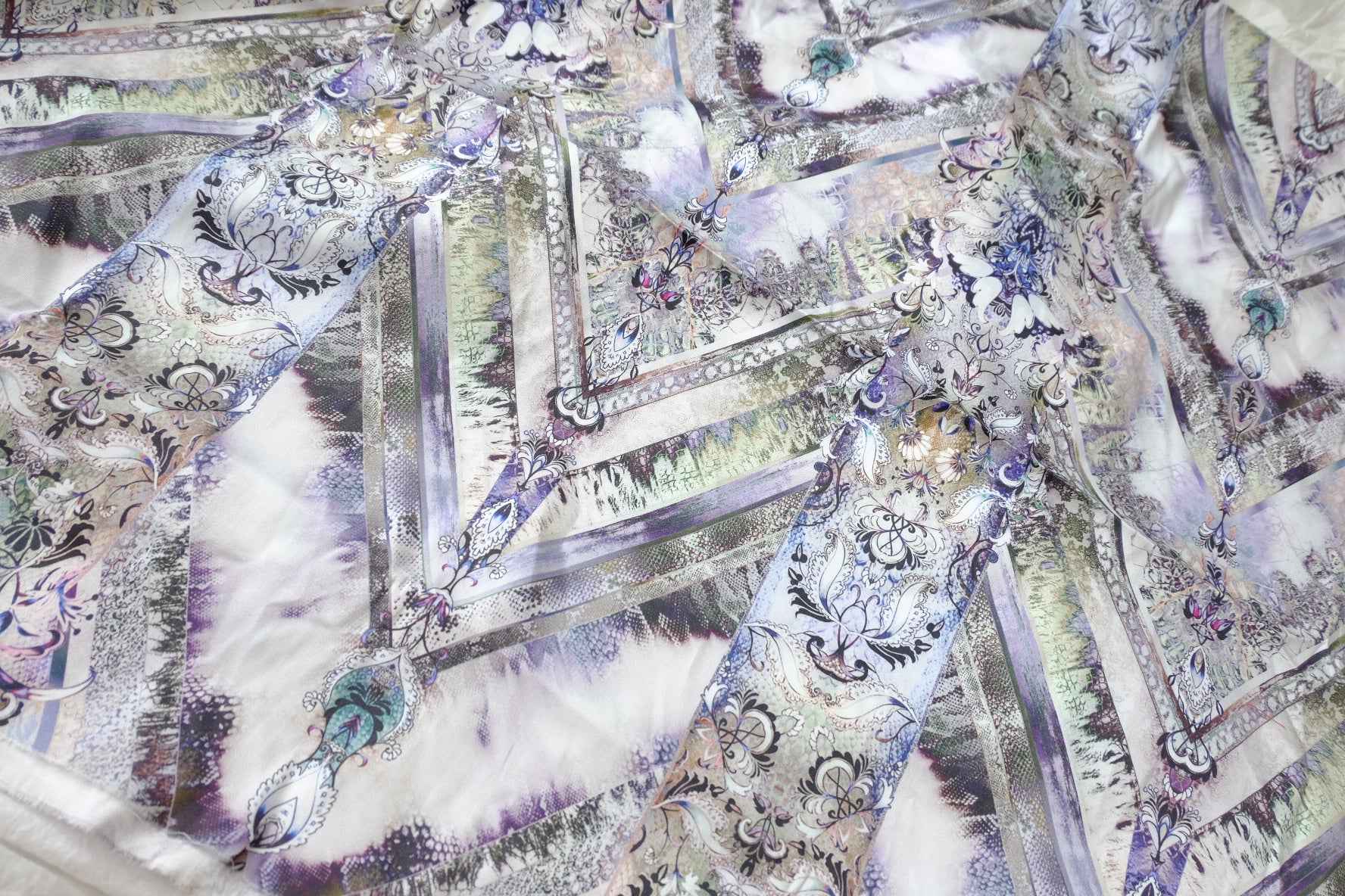 Lavender Grey Printed Cotton Linen — 1.64 yd Piece