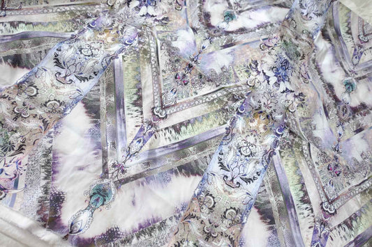 Lavender Grey Printed Cotton Linen — 1.64 yd Piece