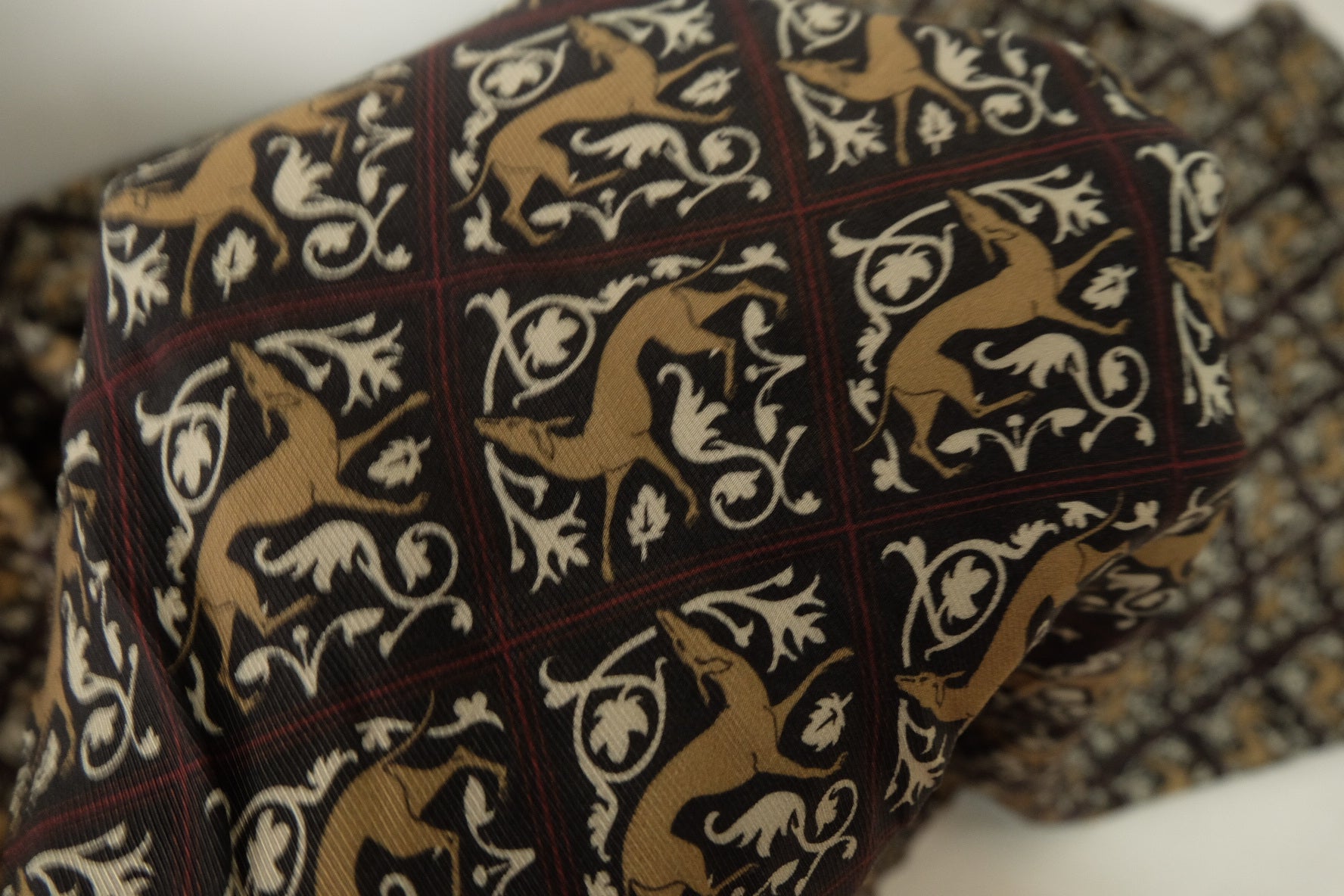 Black Gold Ornamental Twill Cupro Fabric – 1.6 yd
