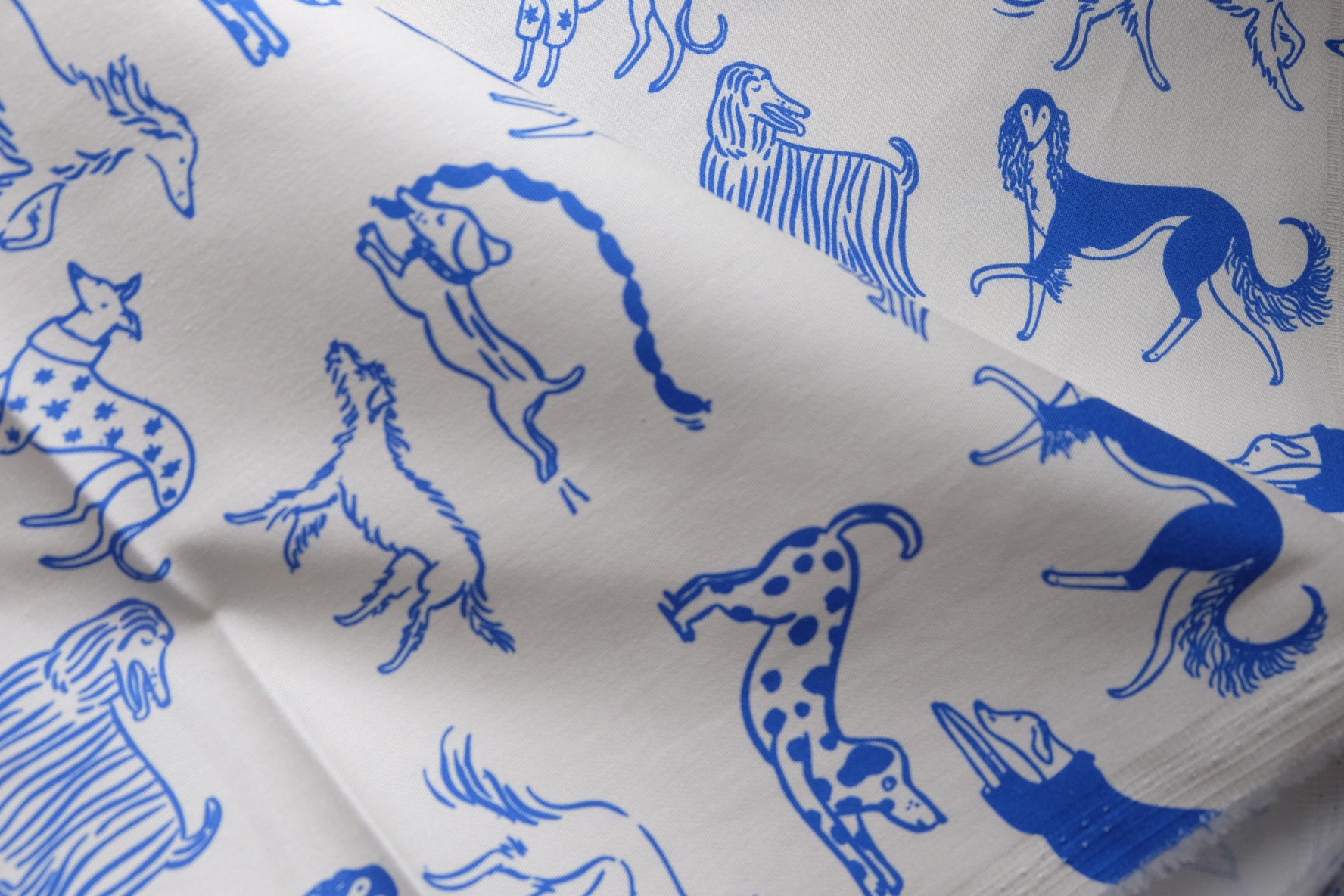 Blue Dog Print Stretch Cotton Twill – 2.2 yd