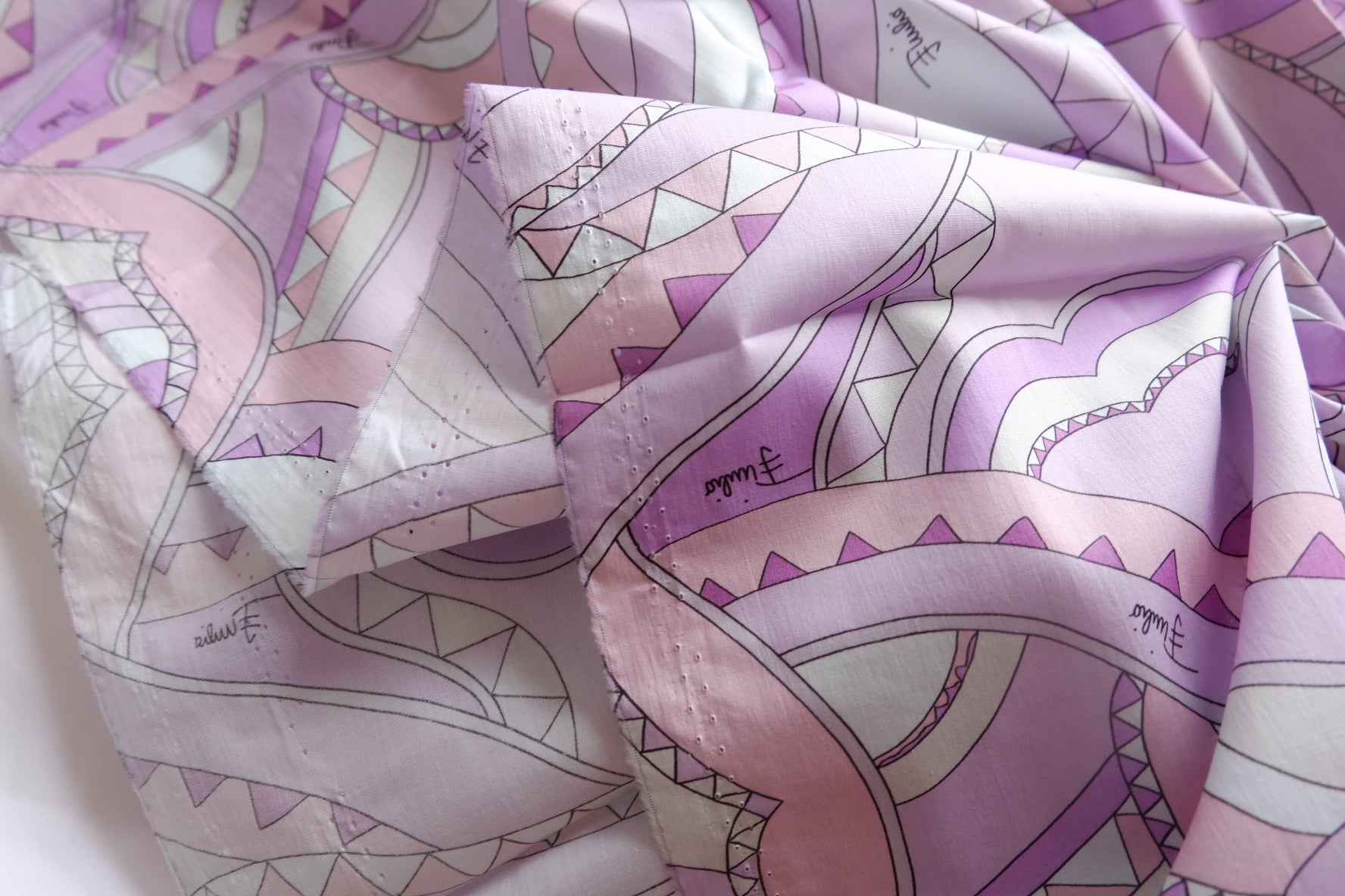 Pastel Geometric Silky Cotton Lawn Fabric - 3.19 yd
