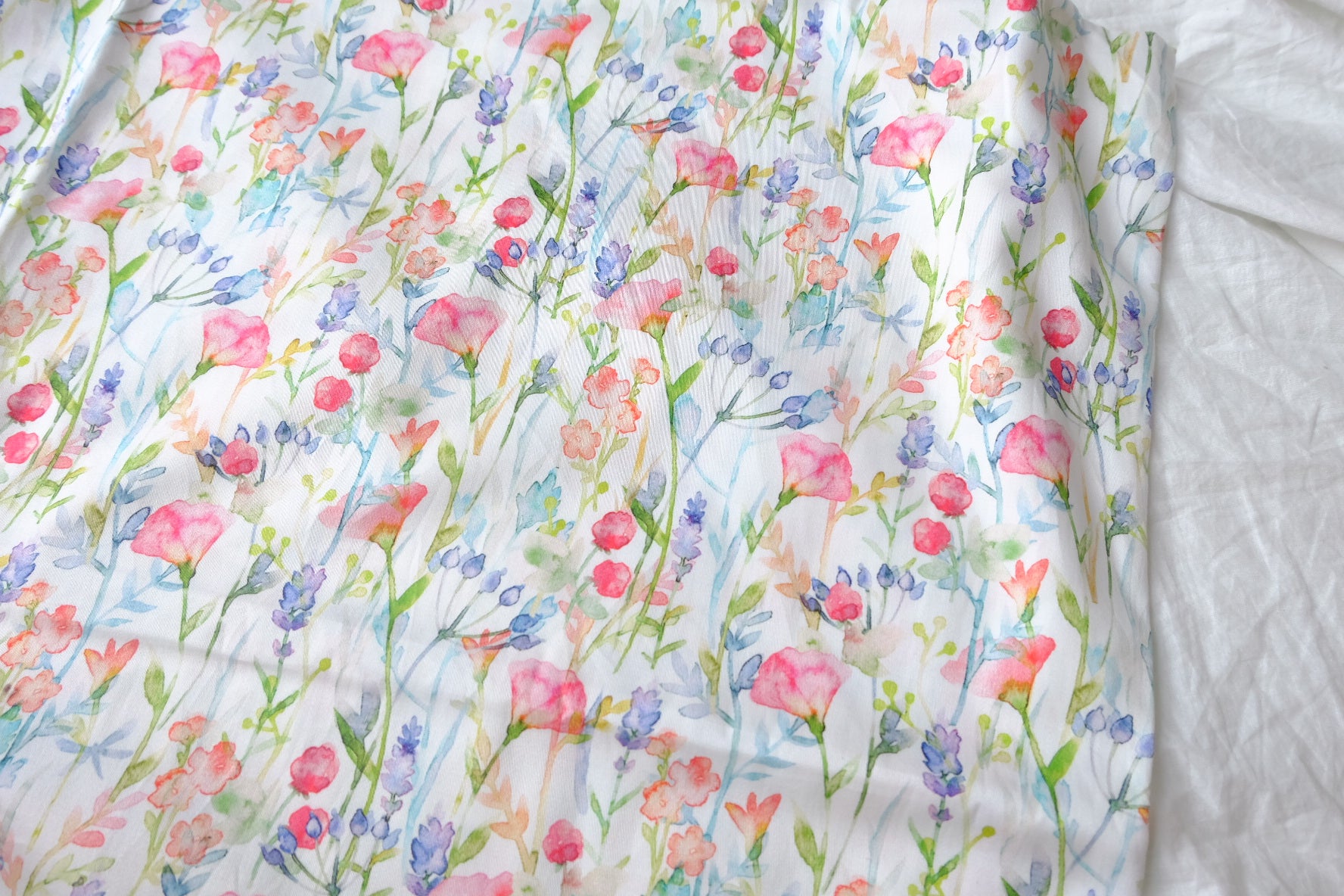 Watercolor Wildflower Silky Stretch Cotton Sateen — 2.19 yd