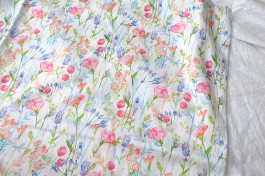 Watercolor Wildflower Silky Stretch Cotton Sateen — 2.19 yd