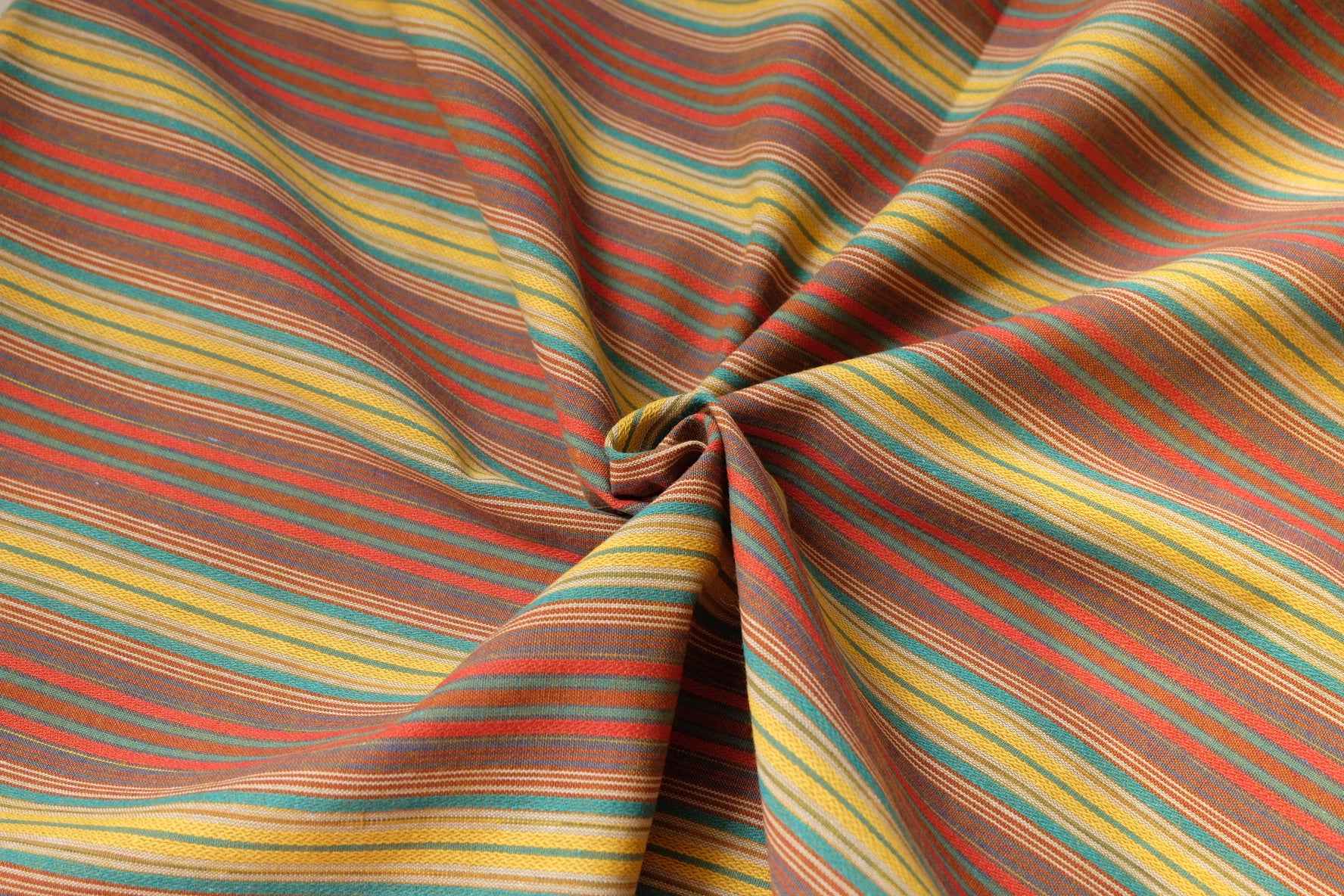 Retro Stripe Cotton Linen Blend Fabric, Structured , 2.19 Yards