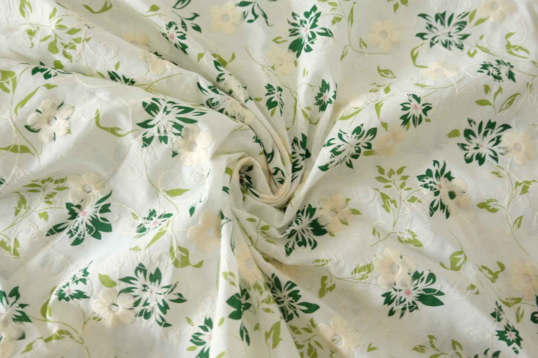 Embroidered Floral Cotton Fabric – 2.2 yd