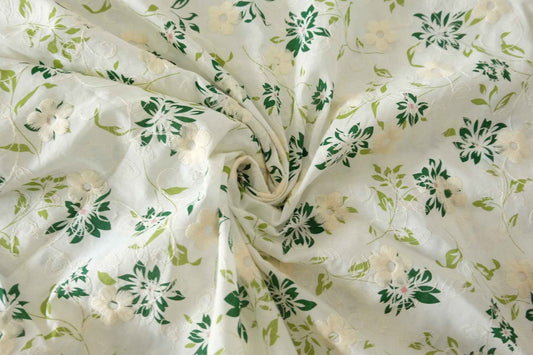 Embroidered Floral Cotton Fabric – 2.2 yd