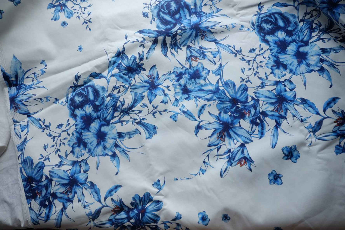 Cobalt Floral Cotton Sateen — 2.2 yd / 3.1 yd