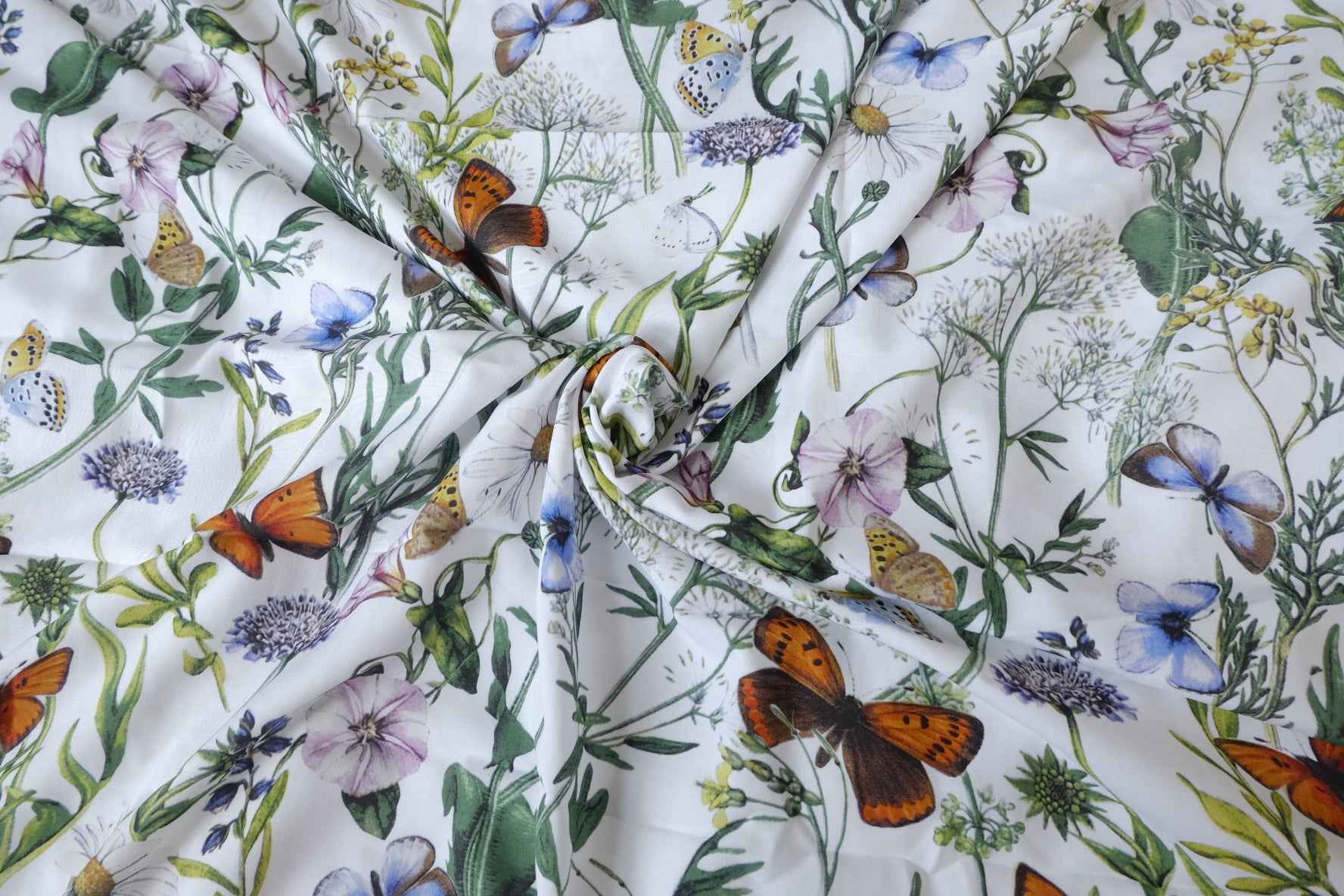 Butterfly Meadow Rayon Fabric, Soft Drapey Summer Dress Fabric, 3.28 Yards