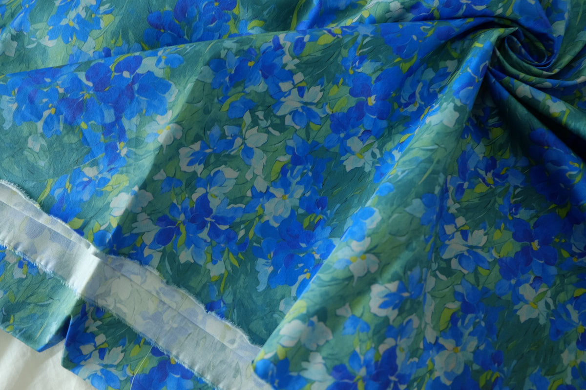 Cobalt Garden High-Density Cotton Twill – 1.6 yd