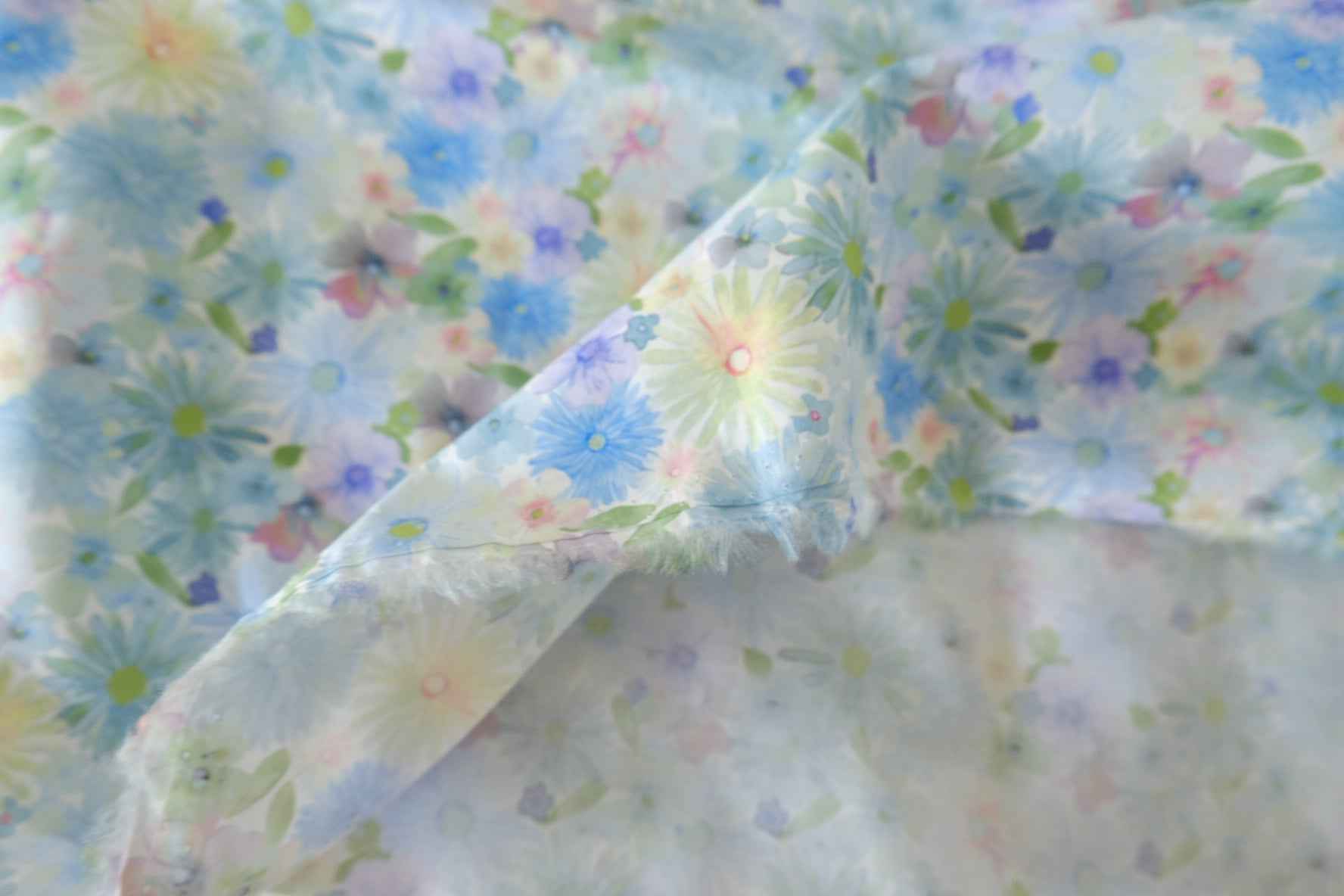 Pink Green Floral Cotton Poplin Fabric – 2.3 yd