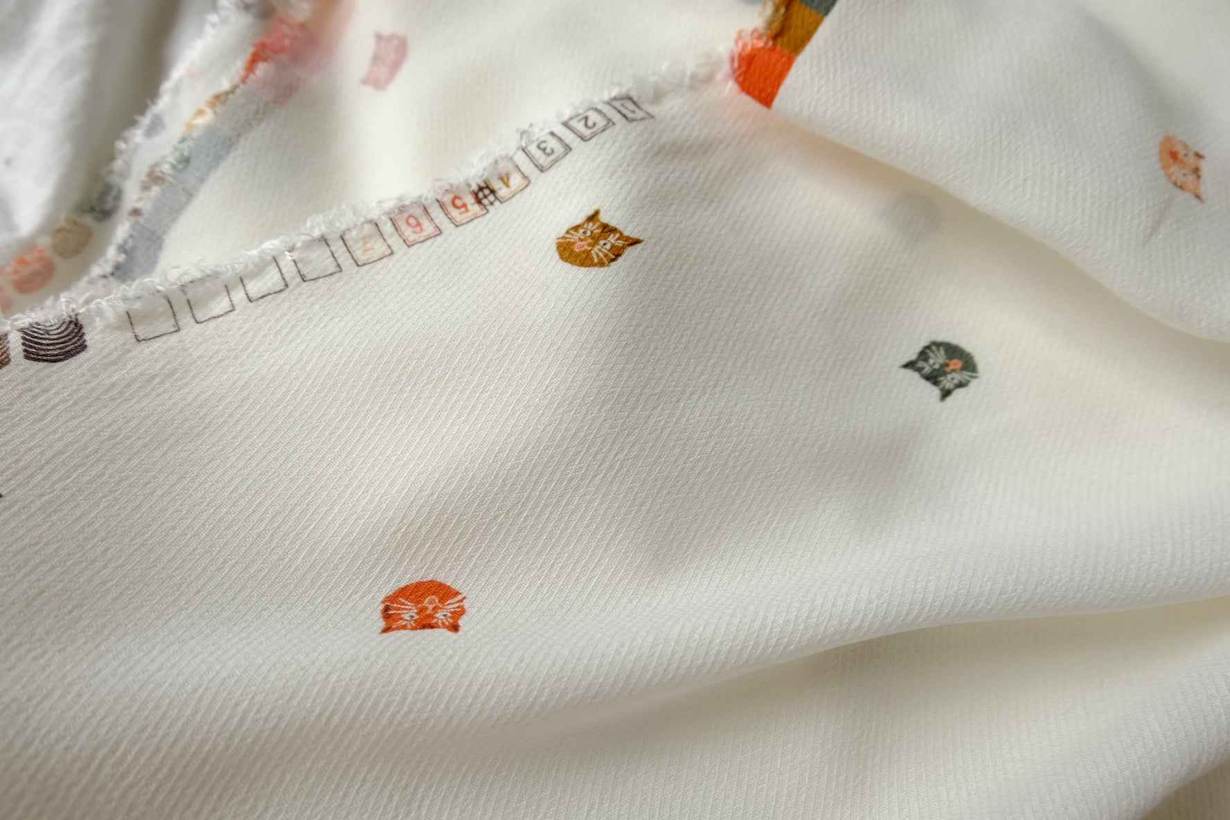 Tiny Cat Cotton Rayon Twill Fabric - 2.19 Yards