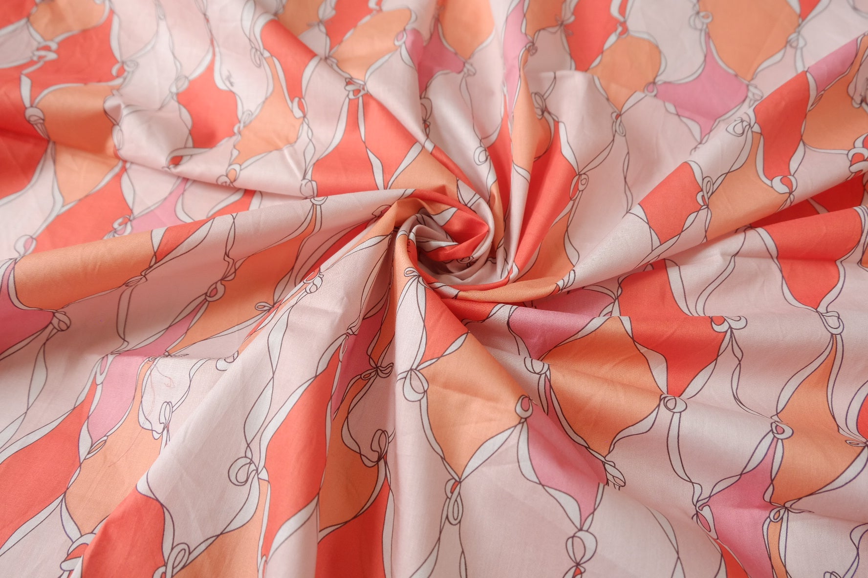 Coral Scarf Print Cotton Lawn Fabric - 1.31 yd