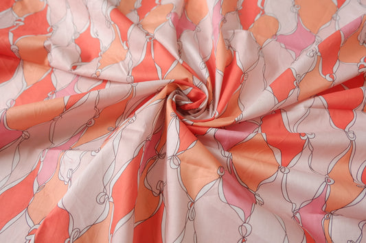 Coral Scarf Print Cotton Lawn Fabric - 1.31 yd