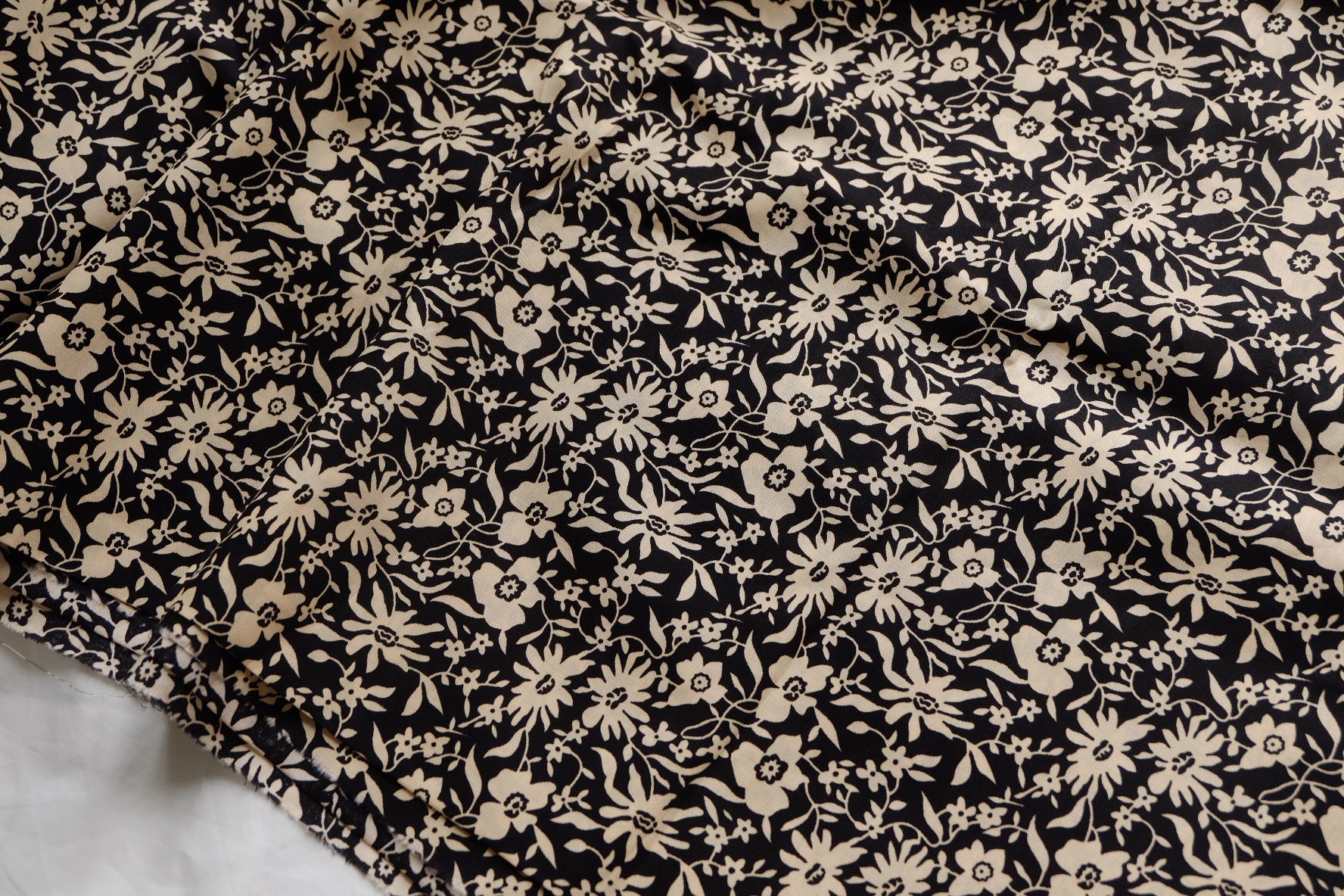 Black & Cream Floral Cotton Poplin – 3.3 yd